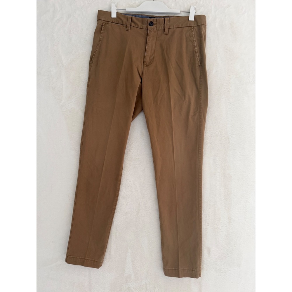 Gap Khakis Mens 33x34 Slim Stretch Chino Pants Brown Tan Casual Dress Trousers‎